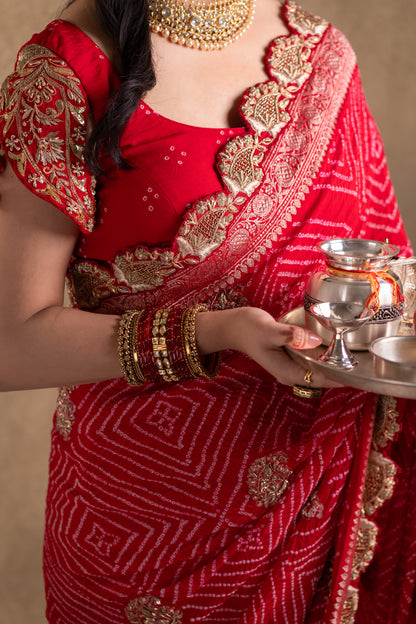 Lalima Bandhej Saree