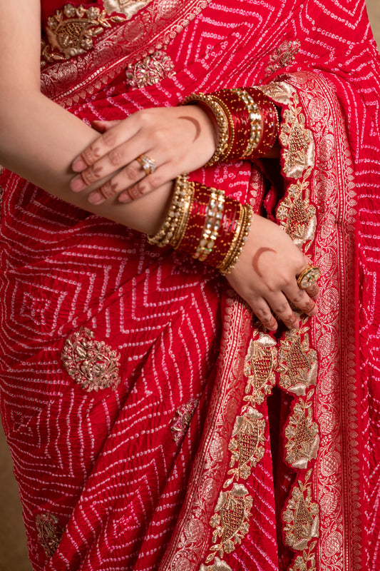 Lalima Bandhej Saree