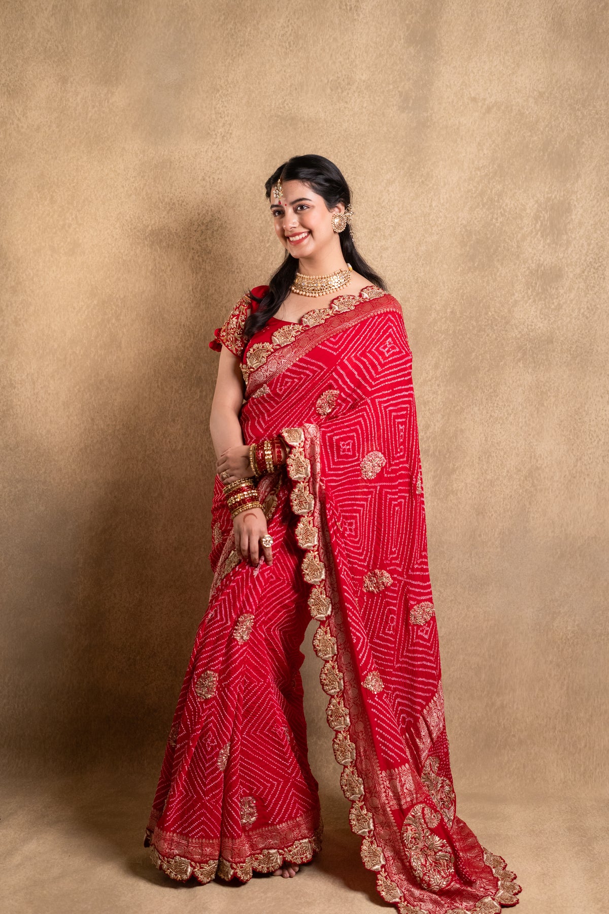 Lalima Bandhej Saree