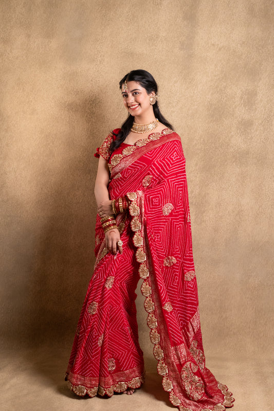 Lalima Bandhej Saree